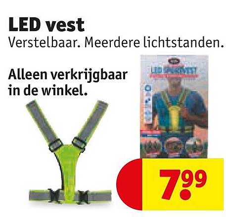 LED vest Verstelbaar. Meerdere lichtstanden. Alleen verkrijgbaar in de winkel.