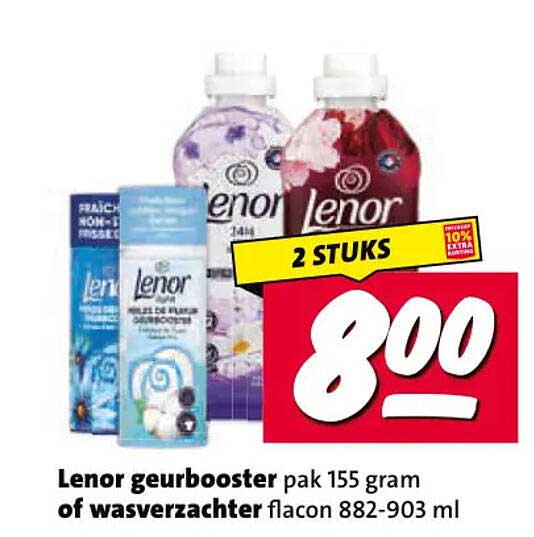 Lenor geurbooster pak 155 gram of wasverzachter flacon 882-903 ml 2 STUKS