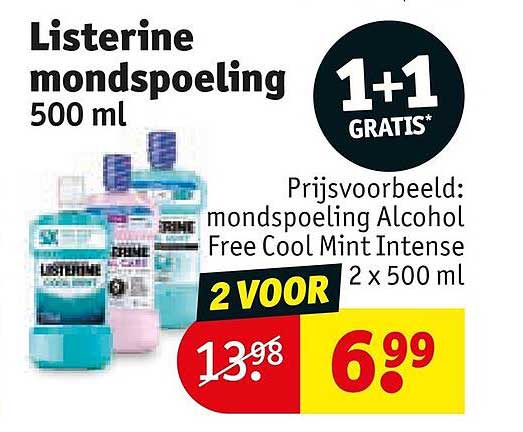 Listerine mondspoeling 500 ml 1+1 GRATIS*
