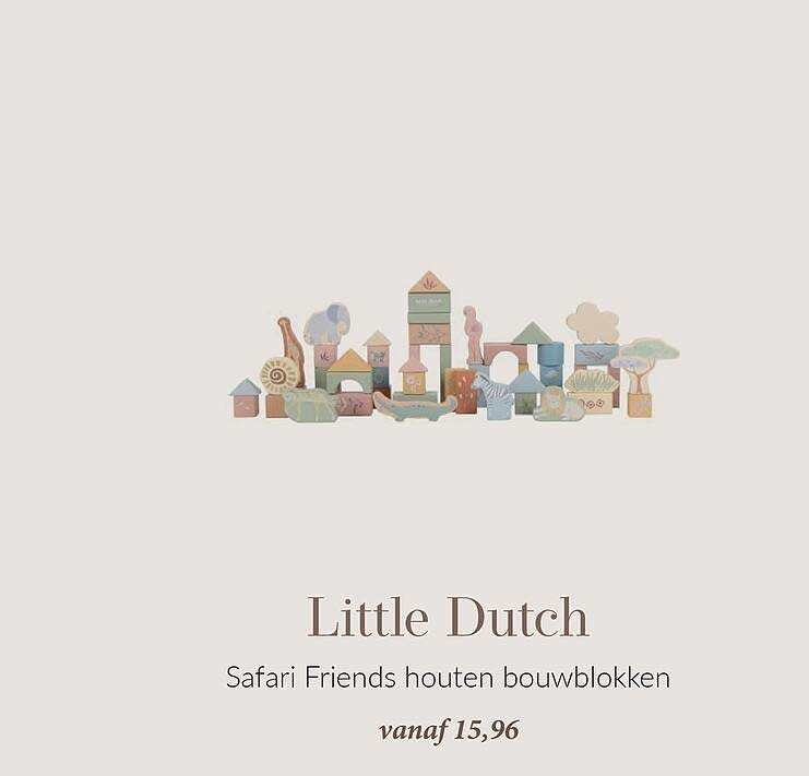 Little Dutch Safari Friends houten bouwblokken