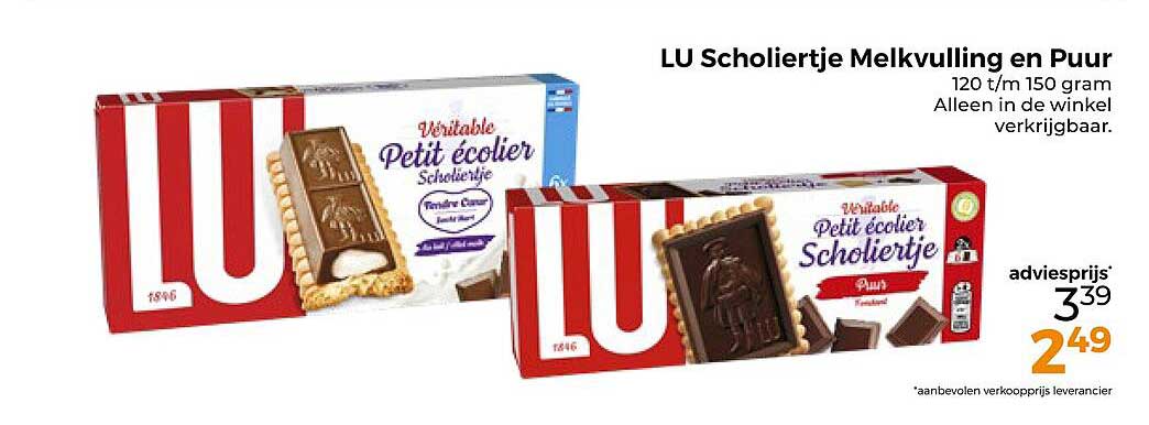 LU Scholiertje Melkvulling en Puur