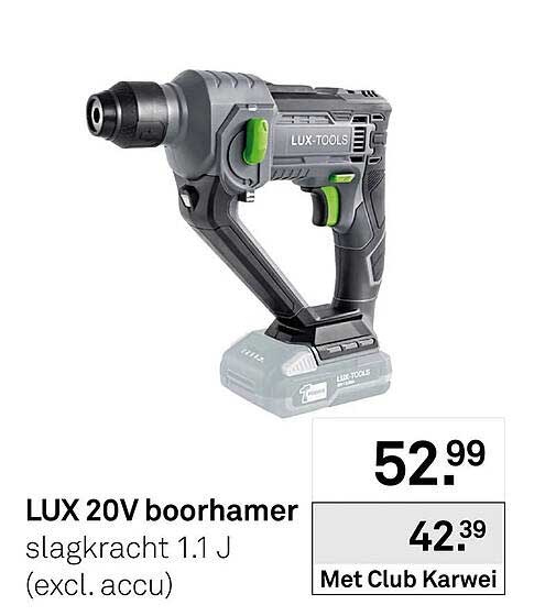 LUX 20V boorhamer slagkracht 1.1 J (excl. accu)