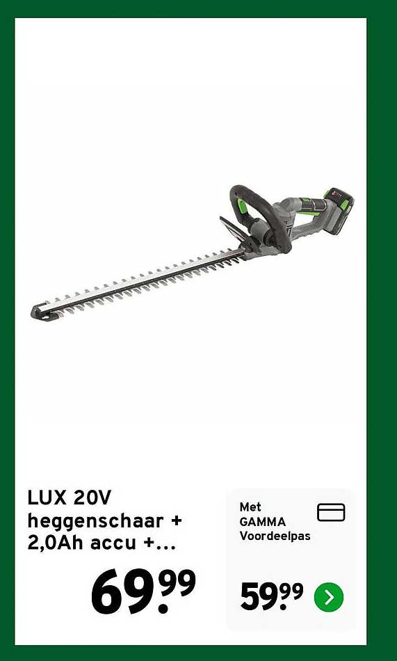 LUX 20V heggenschaar + 2,0Ah accu +...