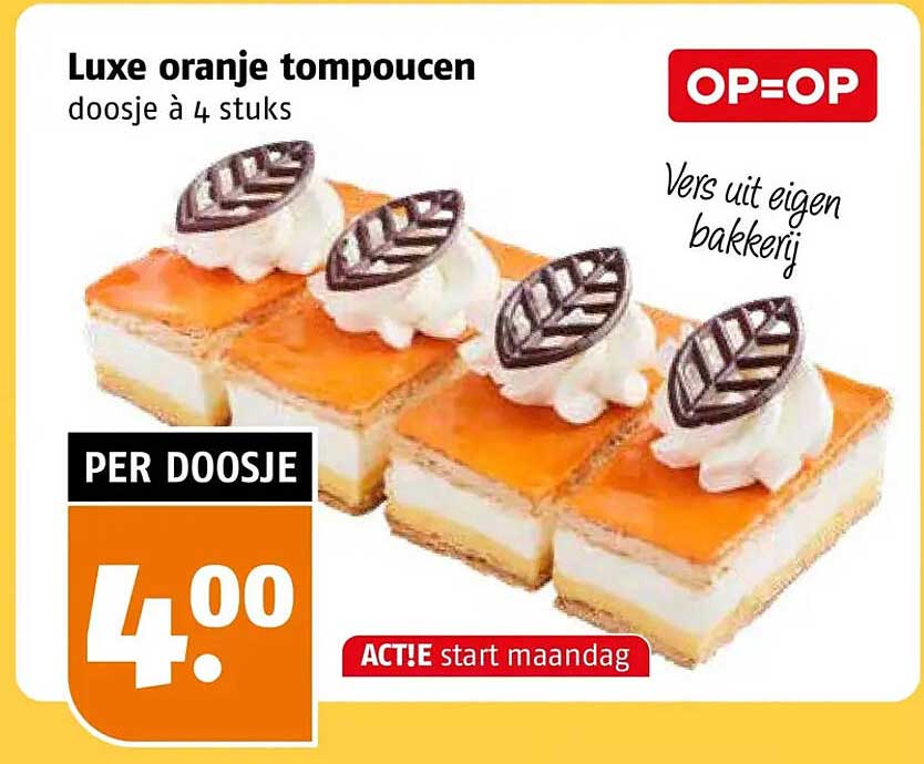 Luxe oranje tompoucen doosje à 4 stuks