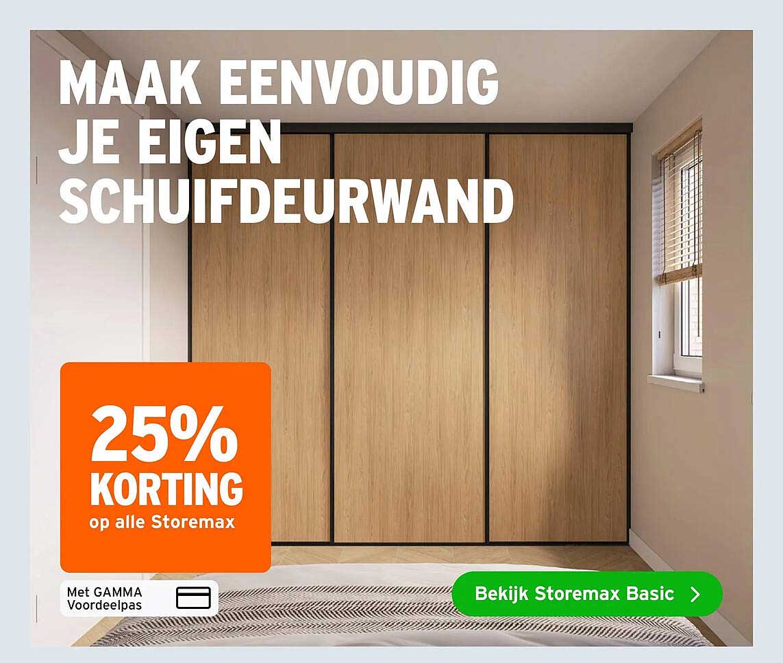 Maak eenvoudig je eigen schuifdeurwand 25% korting op alle Storemax
