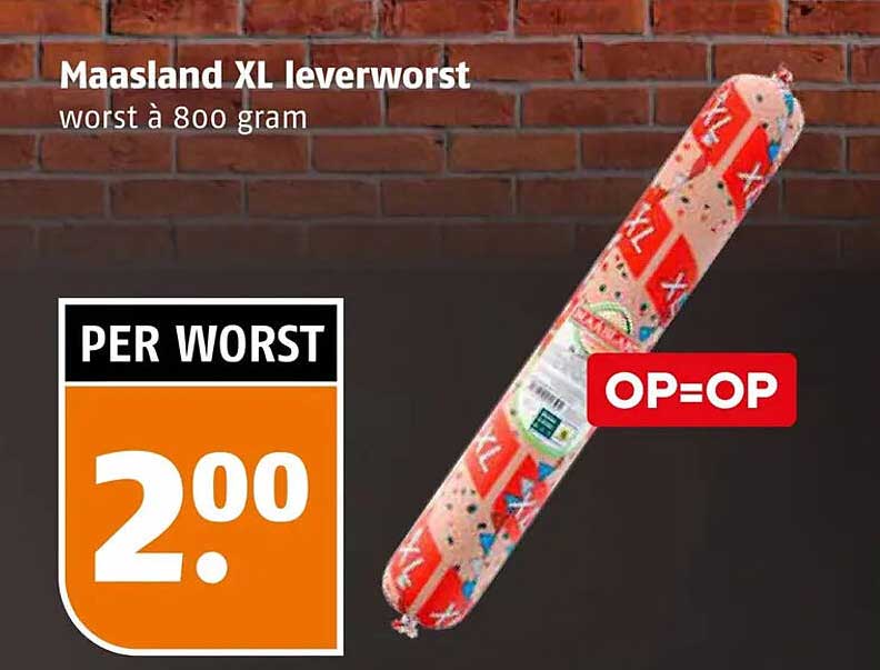 Maasland XL leverworst worst à 800 gram OP=OP