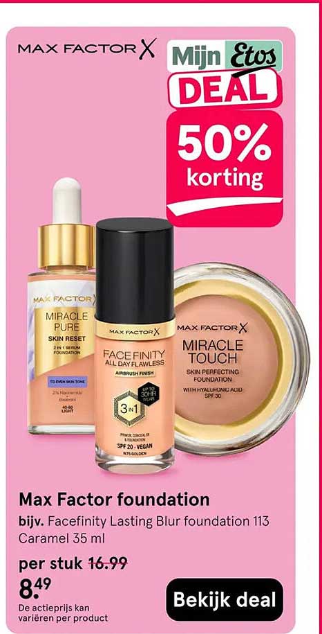 Max Factor foundation 50% korting