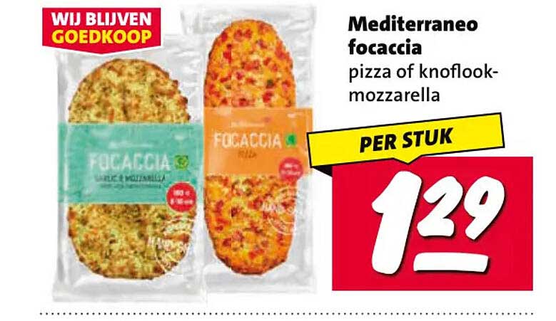 Mediterraneo focaccia pizza of knoflook-mozzarella PER STUK