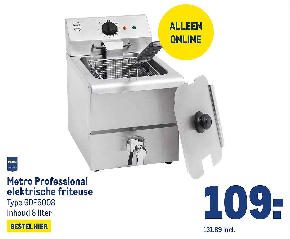 Metro Professional elektrische friteuse Type GDF5008 Inhoud 8 liter