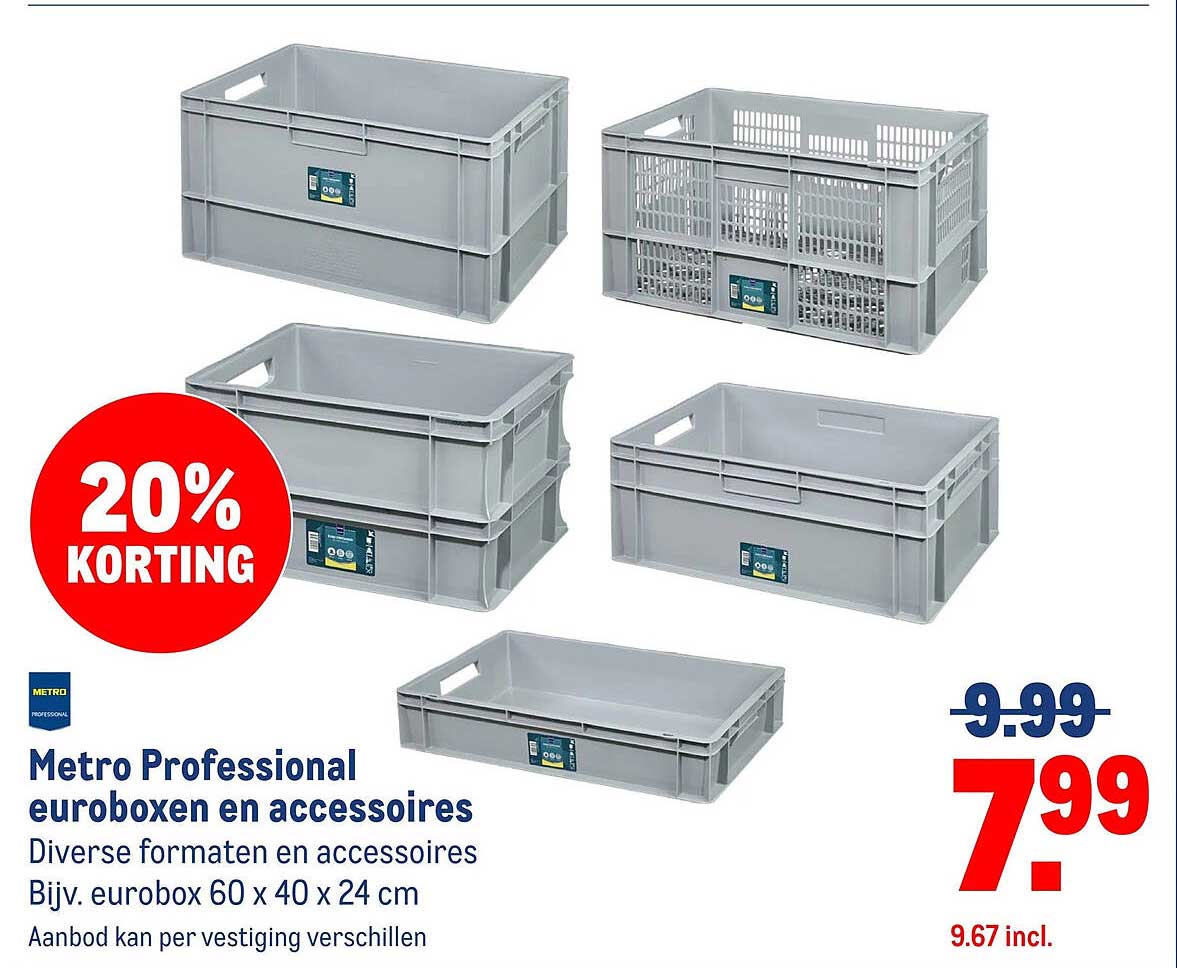 Metro Professional euroboxen en accessoires 20% korting