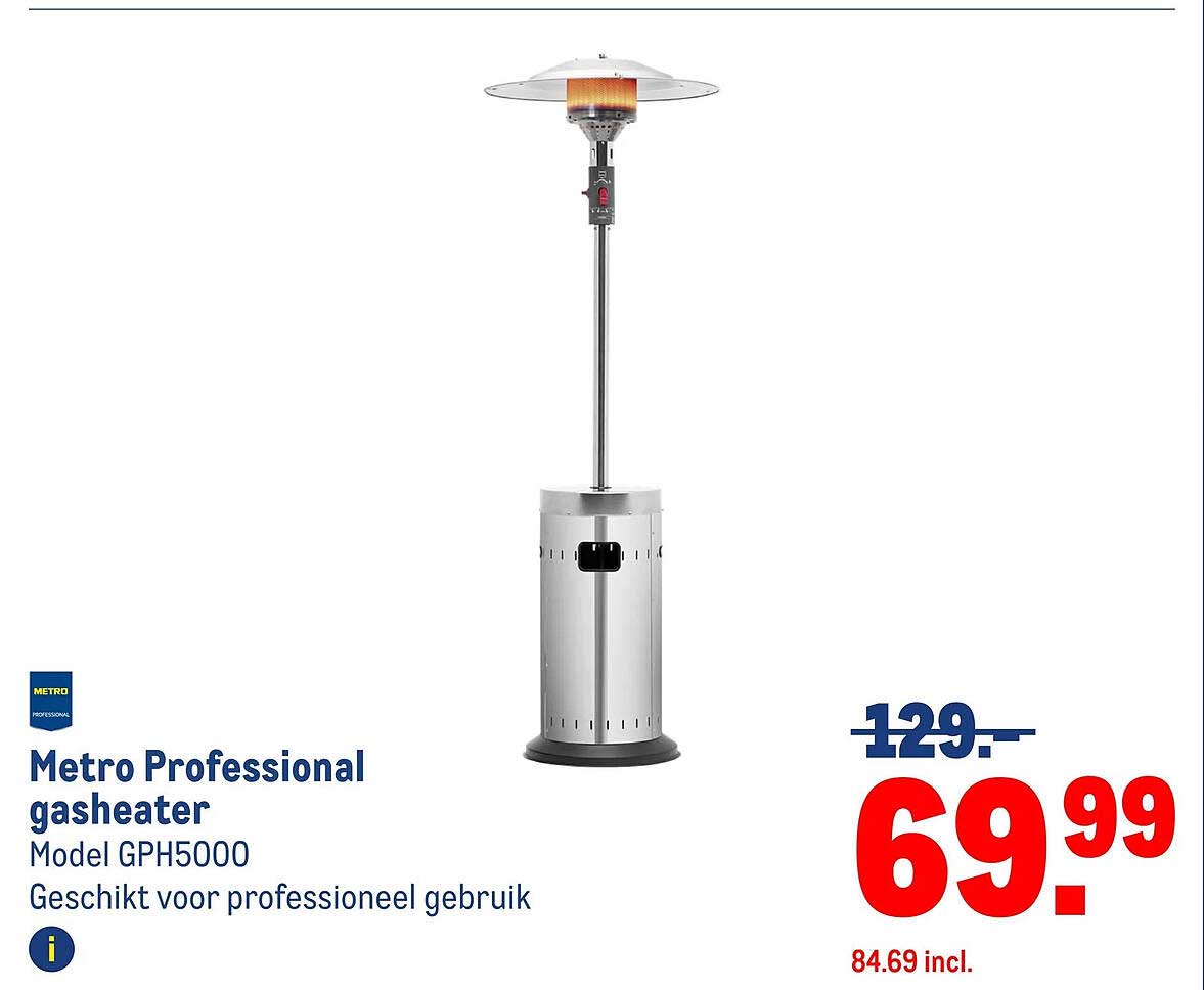 Metro Professional gasheater Model GPH5000 Geschikt voor professioneel gebruik