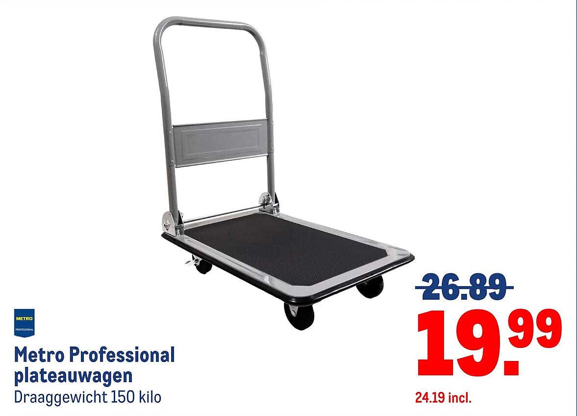 Metro Professional plateauwagen Draaggewicht 150 kilo