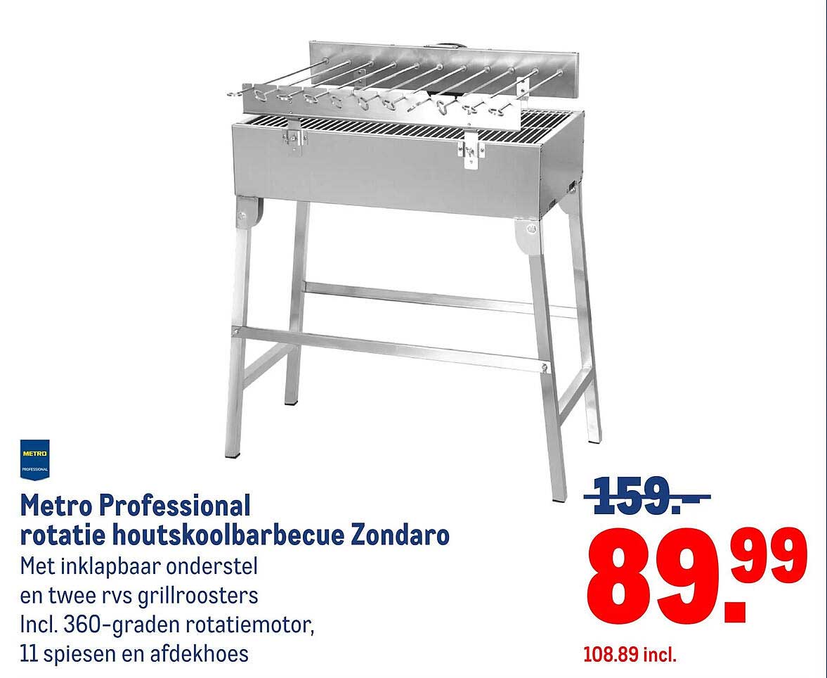 Metro Professional rotatie houtskoolbarbecue Zondaro