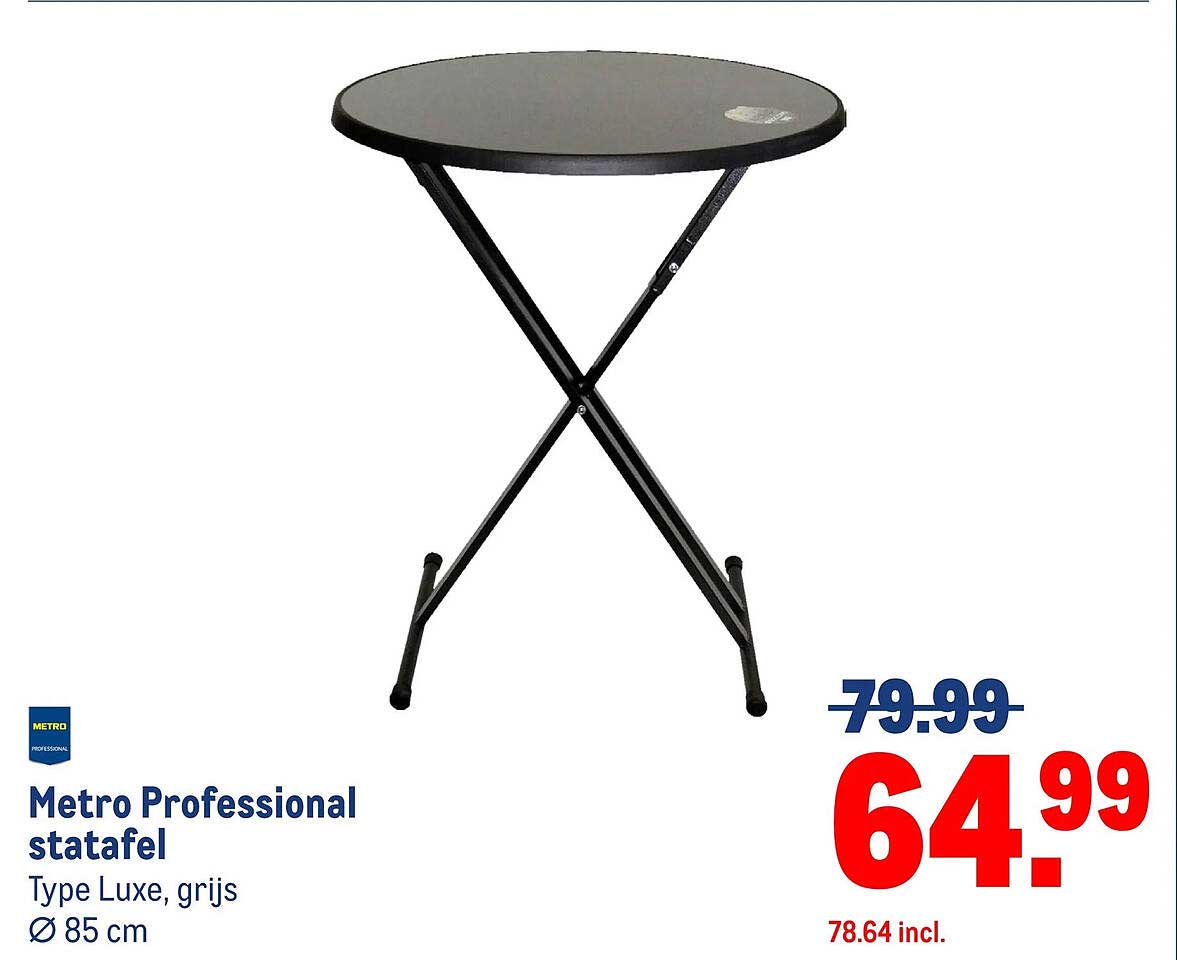 Metro Professional statafel Type Luxe, grijs Ø 85 cm