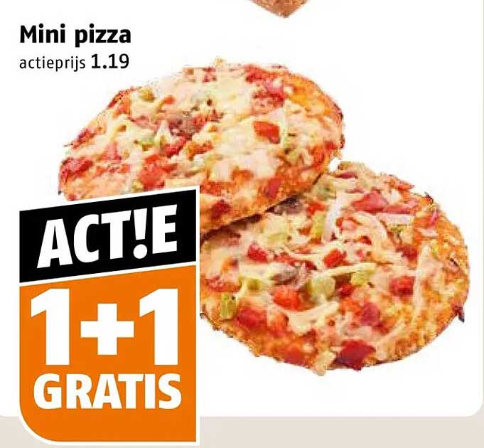 Mini pizza ACTIE 1+1 GRATIS