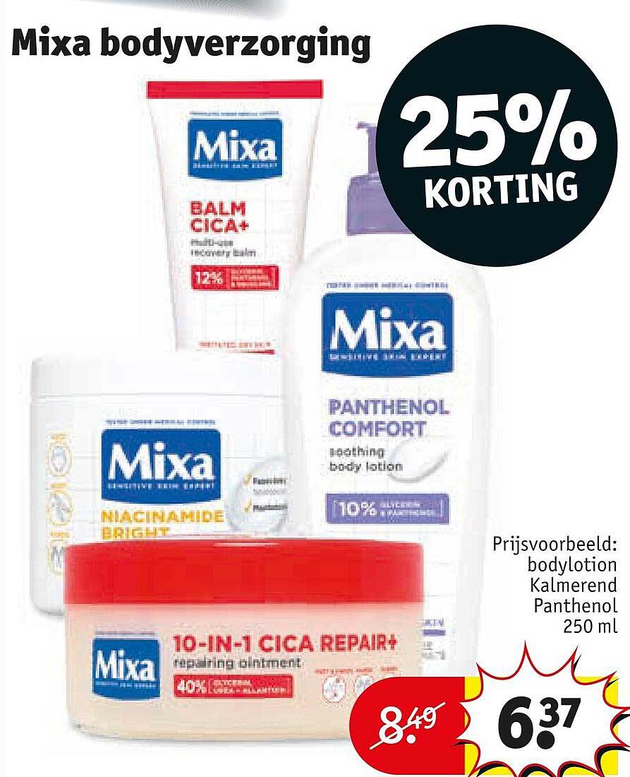 Mixa bodyverzorging 25% korting