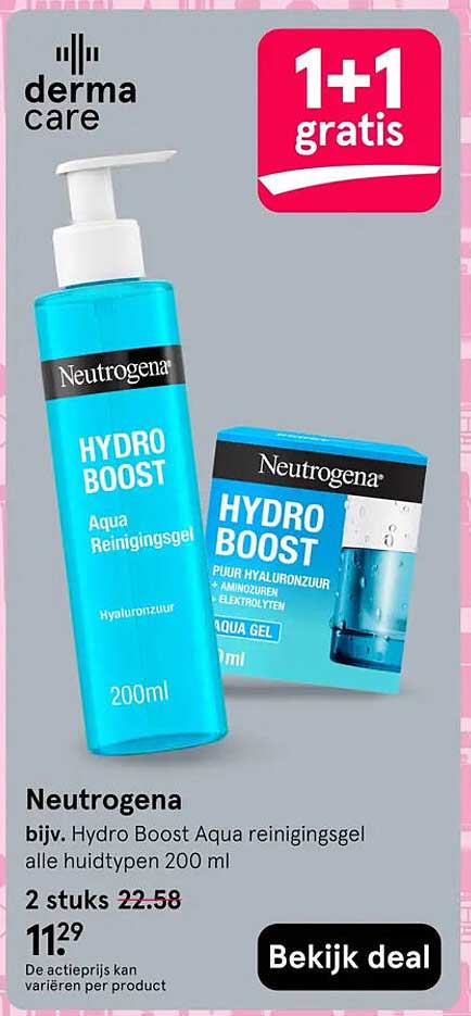 Neutrogena Hydro Boost Aqua reinigingsgel 1+1 gratis
