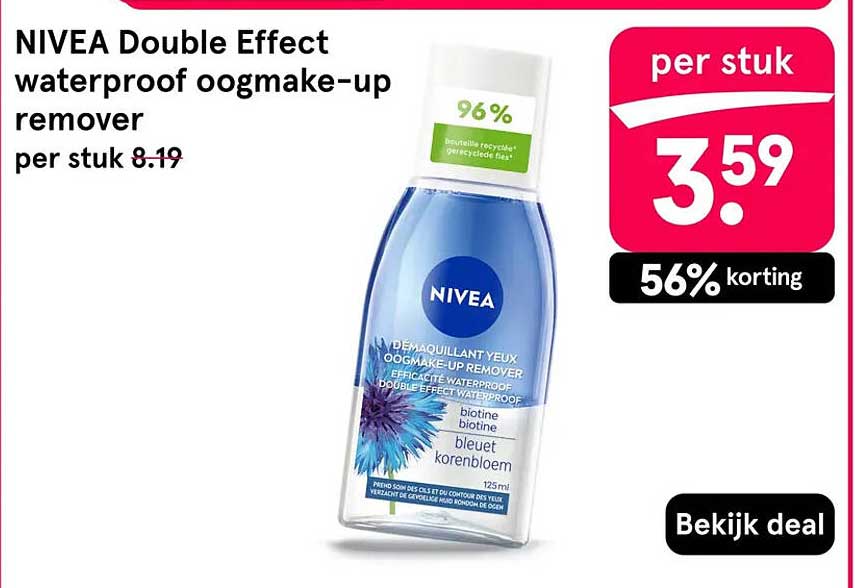 NIVEA Double Effect waterproof oogmake-up remover per stuk