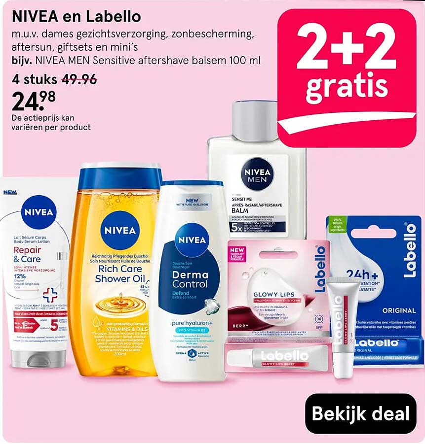 NIVEA en Labello 2+2 gratis
