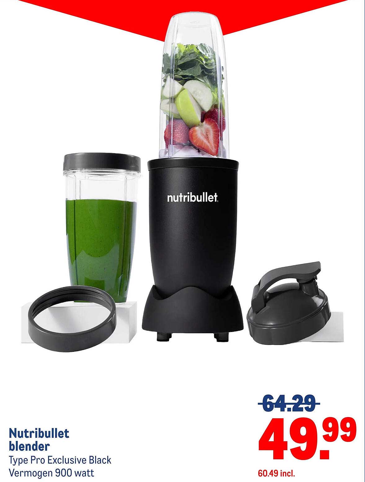 Nutribullet blender Type Pro Exclusive Black Vermogen 900 watt