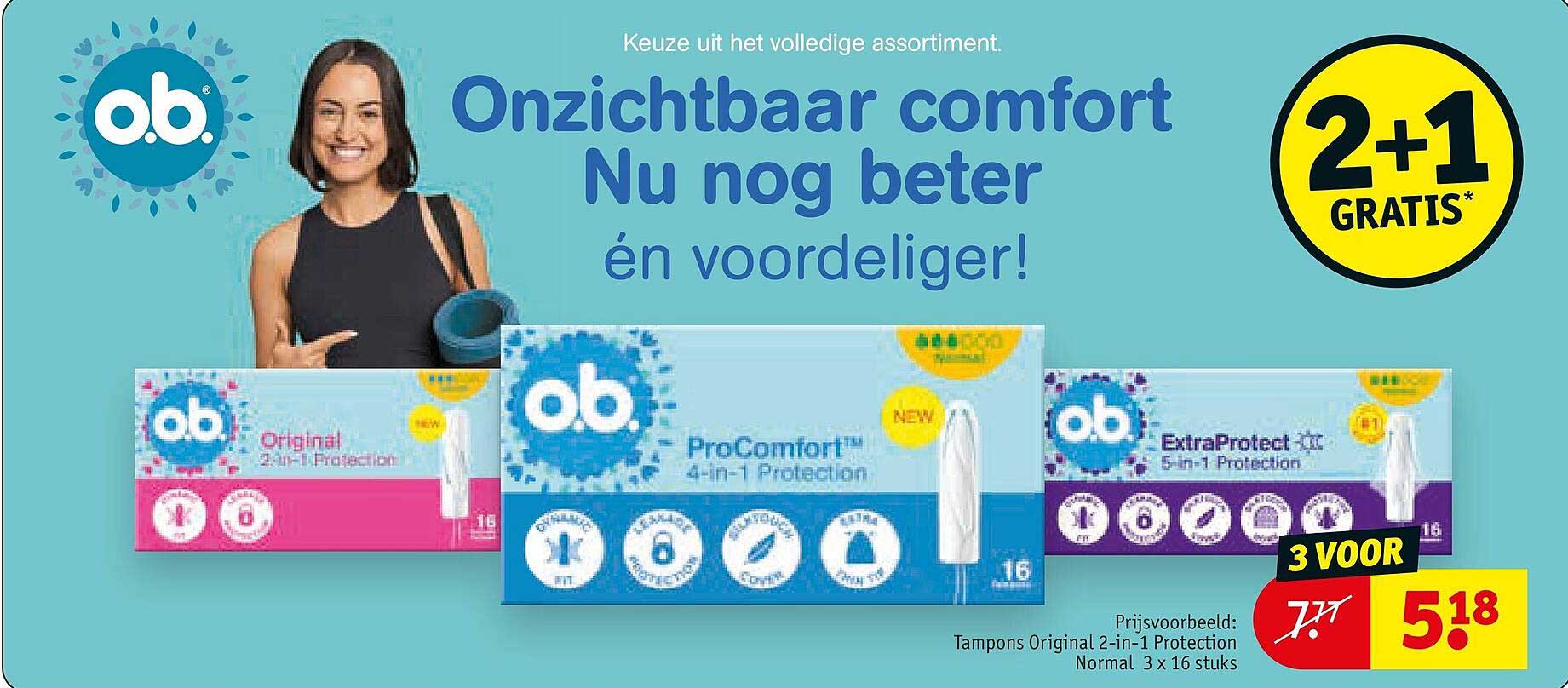 ob Tampons Original 2-in-1 Protection Normal 3 x 16 stuks 3 voor 5,18