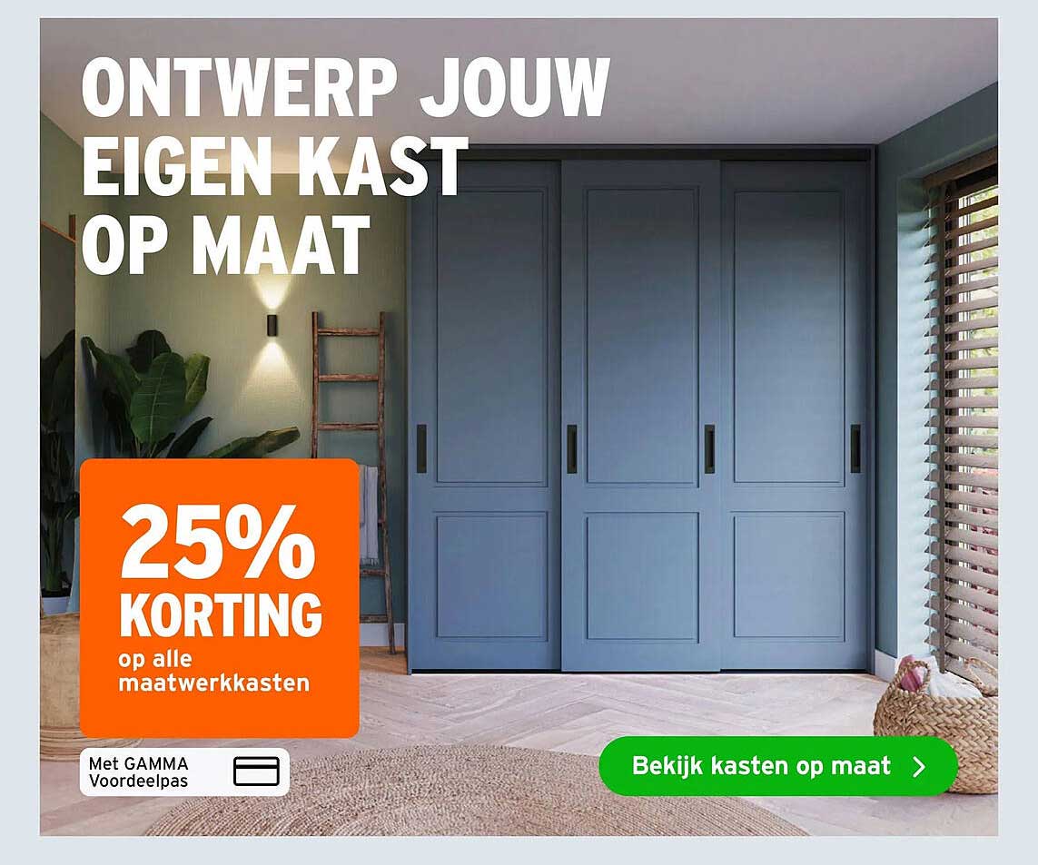 ONTWERP JOUW EIGEN KAST OP MAAT 25% KORTING op alle maatwerkkasten