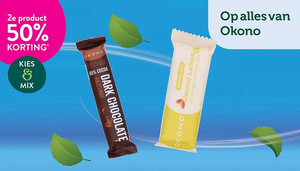 Op alles van Okono 2e product 50% korting*