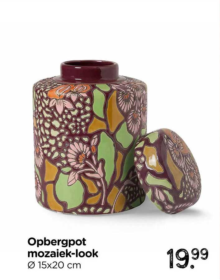 Opbergpot mozaïek-look Ø 15x20 cm