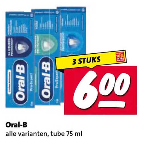 Oral-B alle varianten, tube 75 ml 3 STUKS