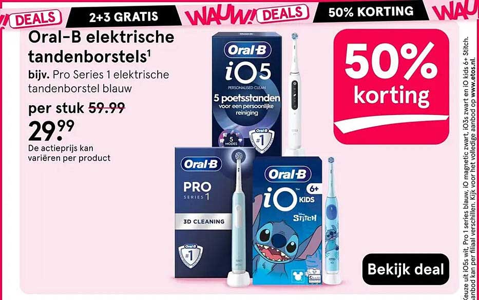 Oral-B elektrische tandenborstels 2+3 GRATIS 50% KORTING