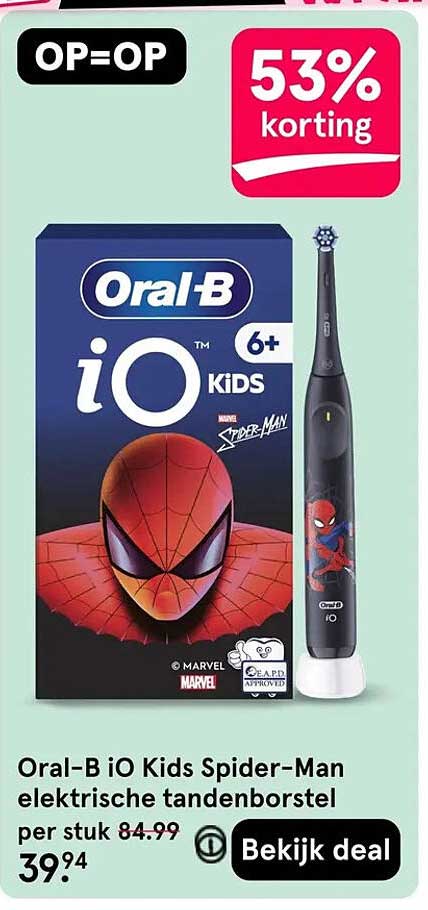 Oral-B iO Kids Spider-Man elektrische tandenborstel per stuk 53% korting