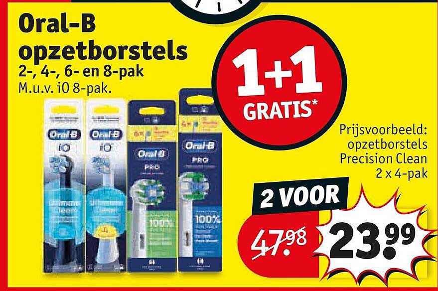 Oral-B opzetborstels 2-, 4-, 6- en 8-pak 1+1 GRATIS*
