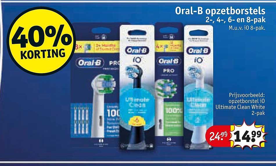 Oral-B opzetborstels 2-, 4-, 6- en 8-pak 40% korting