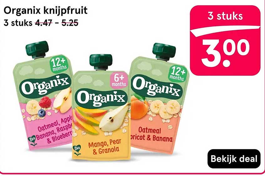 Organix knijpfruit 3 stuks