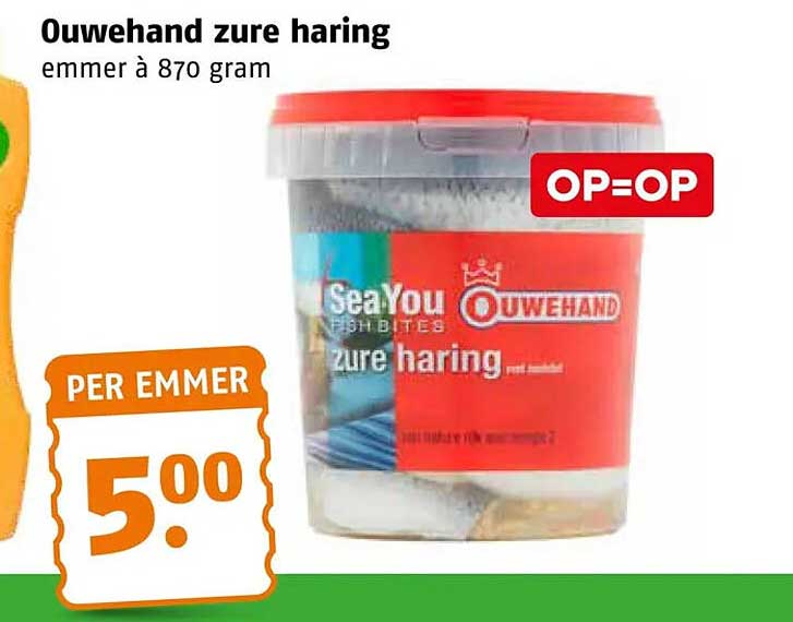 Ouwehand zure haring emmer à 870 gram OP=OP