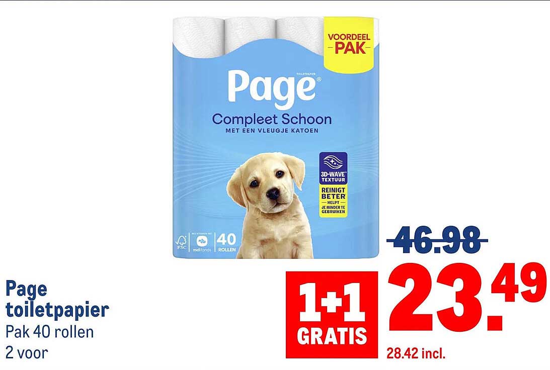 Page toiletpapier Pak 40 rollen 1+1 GRATIS