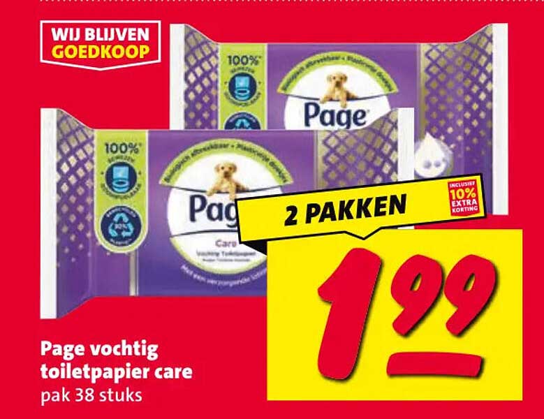 Page vochtig toiletpapier care pak 38 stuks 2 pakken