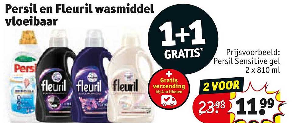 Persil en Fleuril wasmiddel vloeibaar 1+1 GRATIS