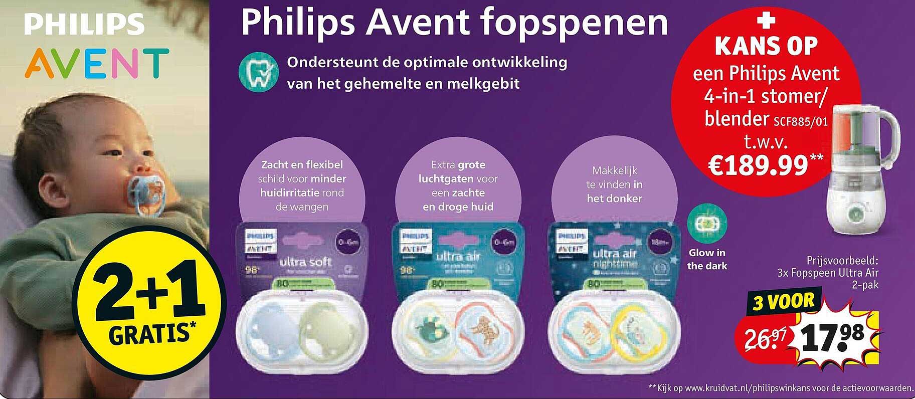 Philips Avent fopspeen 2+1 gratis*