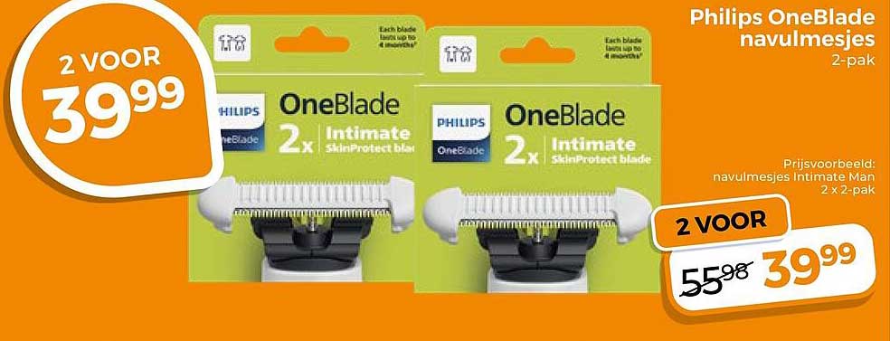 Philips OneBlade navulmesjes 2-pak 2 VOOR