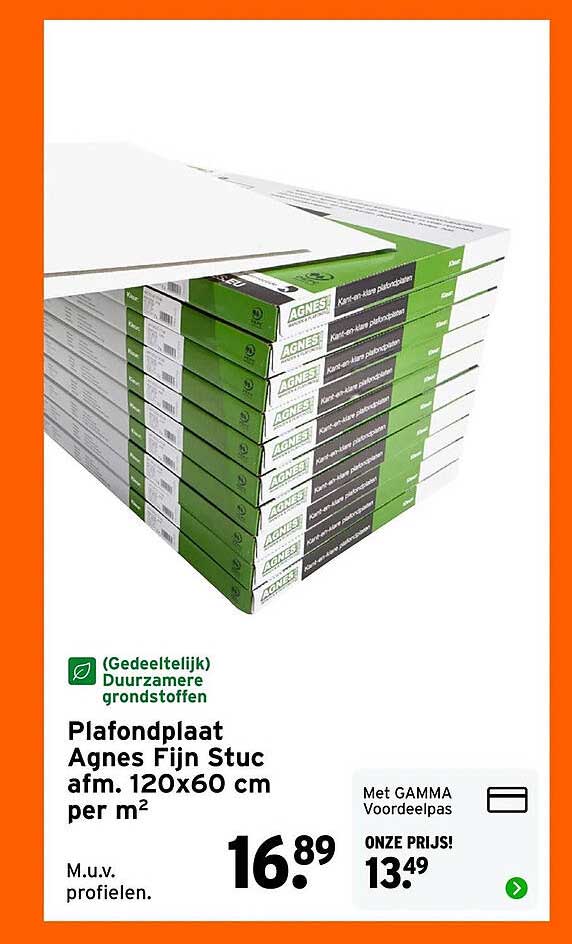 Plafondplaat Agnes Fijn Stuc afm. 120x60 cm per m²