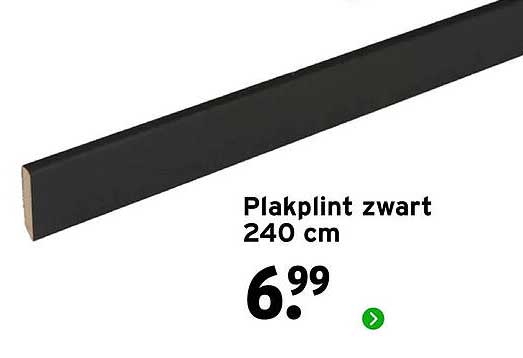 Plakplint zwart 240 cm
