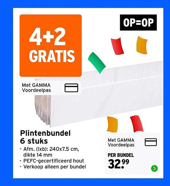 Plintenbundel 6 stuks 4+2 GRATIS