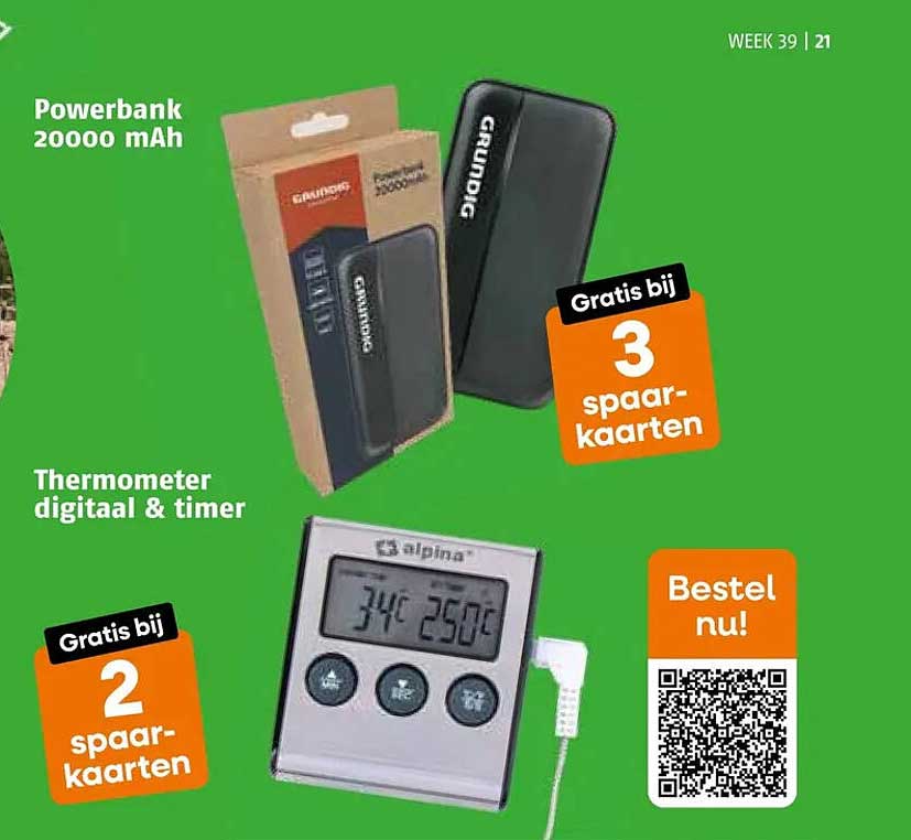 Powerbank 20000 mAh Gratis bij 3 spaarkaarten