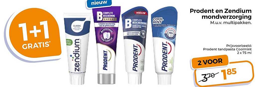 Prodent en Zendium mondverzorging 1+1 gratis