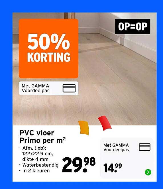 PVC vloer Primo per m² 50% korting