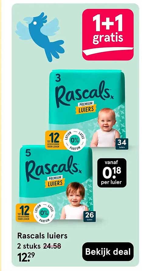 Rascals luiers 1+1 gratis