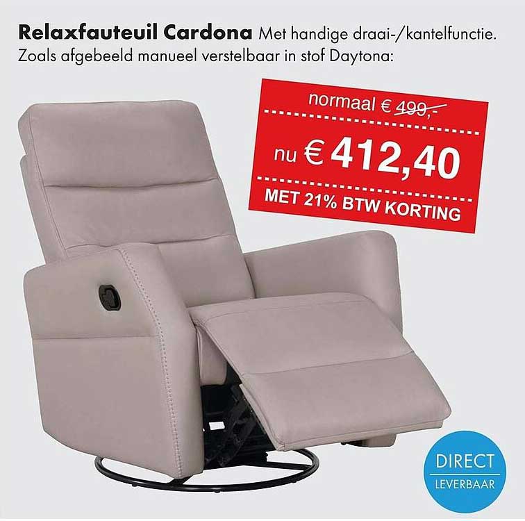 Relaxfauteuil Cardona met handige draai-/kantelfunctie