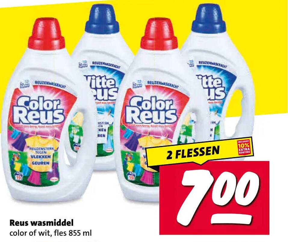 Reus wasmiddel color of wit, fles 855 ml 2 flessen