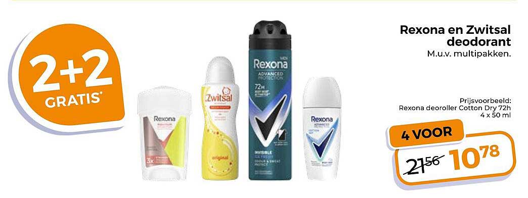 Rexona en Zwitsal deodorant 2+2 gratis